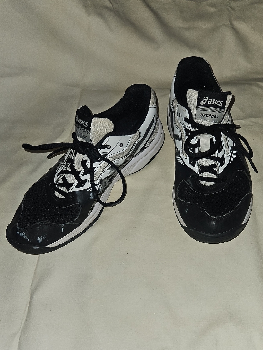 Asics Black and White UpCourt Lace-Up Sneakers